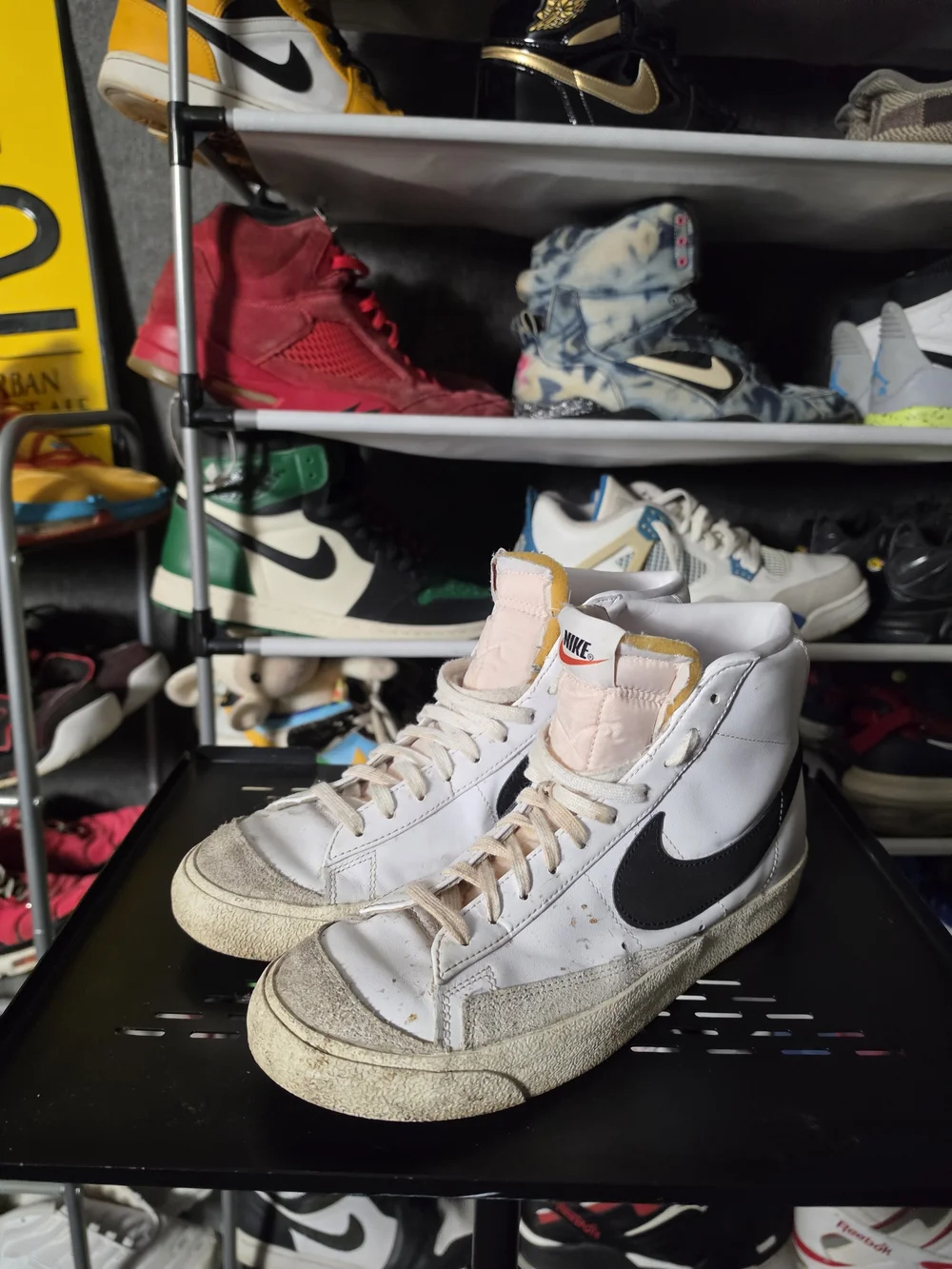 🔥 Nike Blazer Mid Classic Men Size 9.5 White Black Leather Sneakers